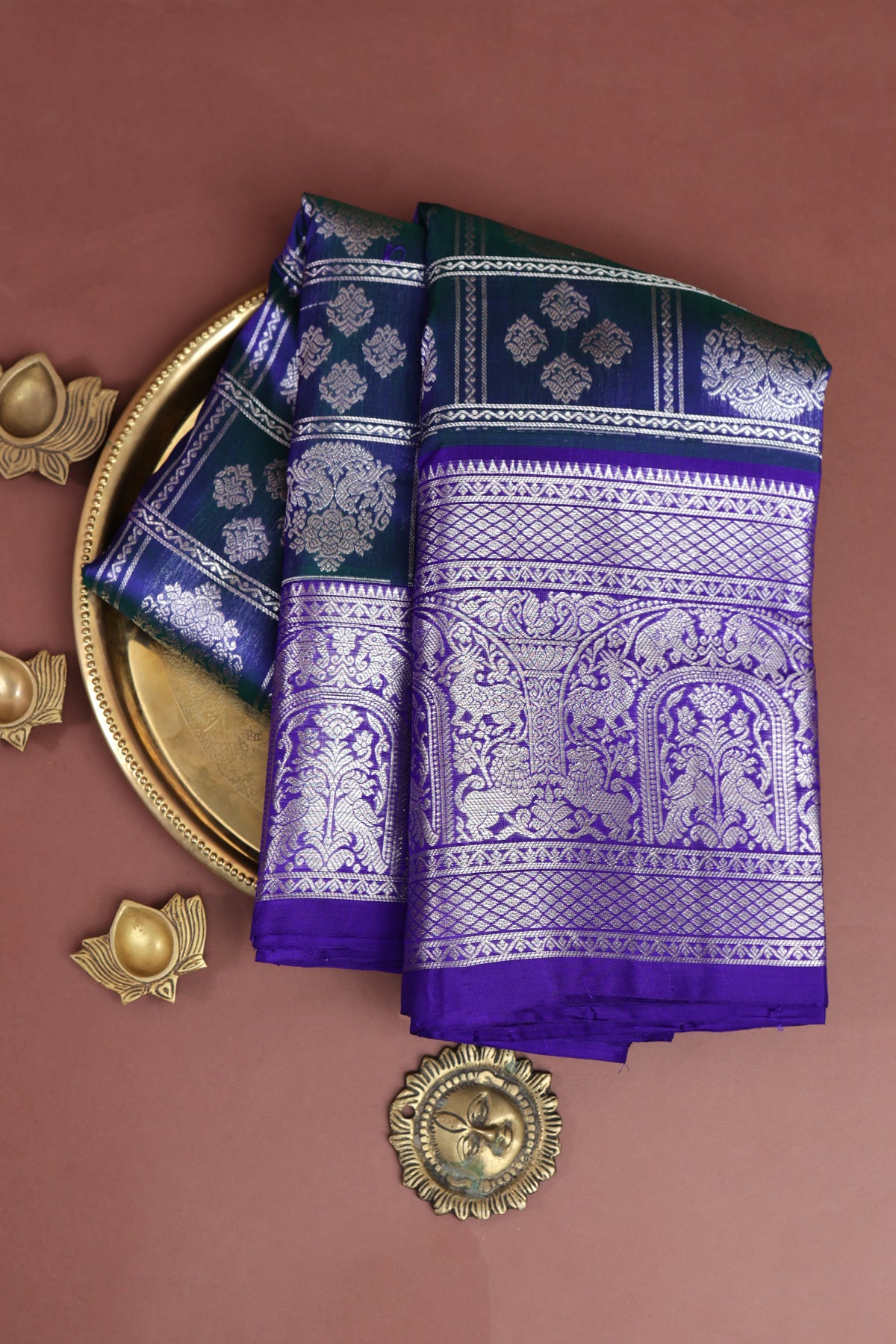 Venkatagiri Silk Peacock Blue Saree