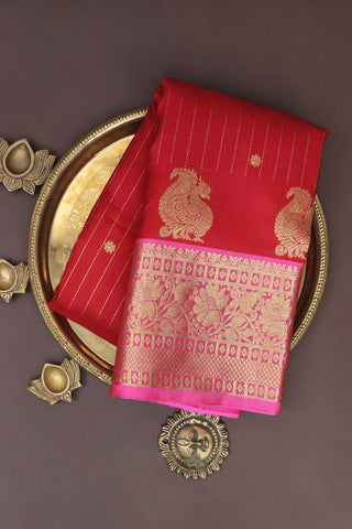 Venkatagiri Silk Red Saree