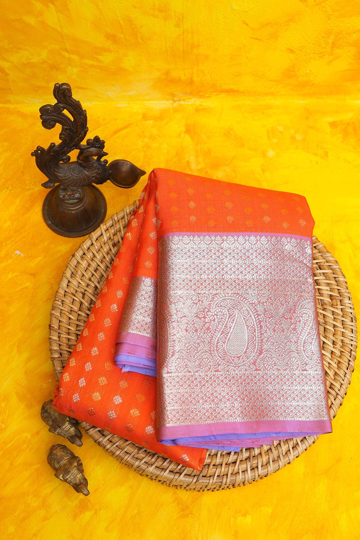 Venkatagiri Silk Orange Saree