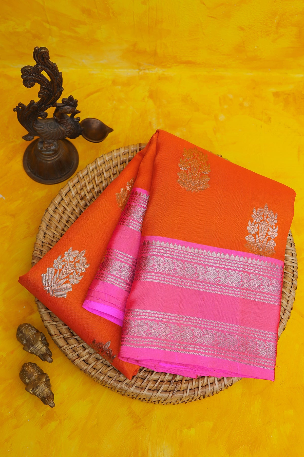 Venkatagiri Silk Orange Saree