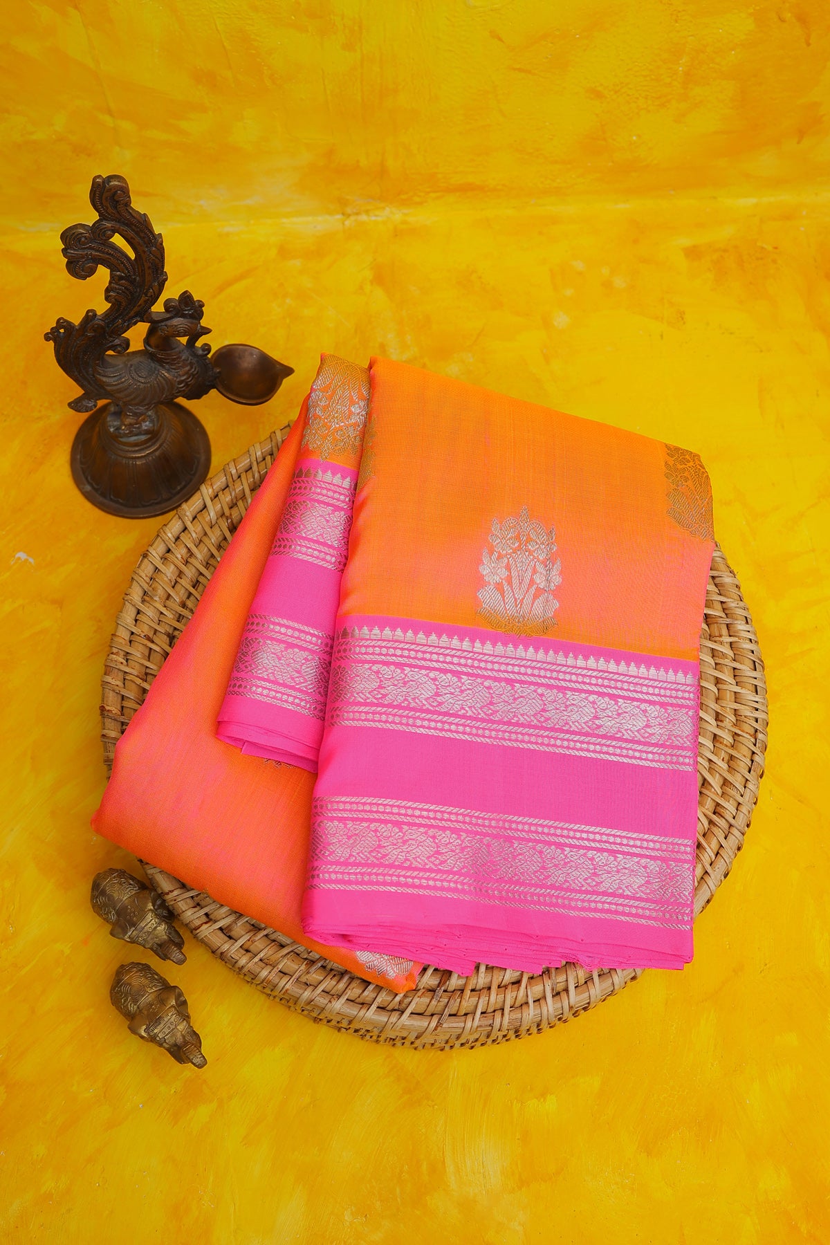 Venkatagiri Silk Peach Saree