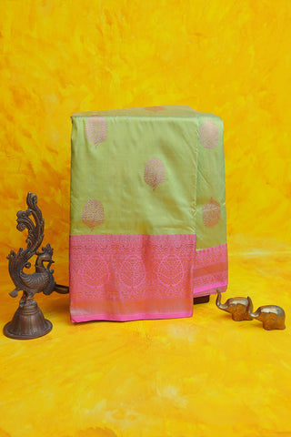 Banarasi Silk Pista Green Saree