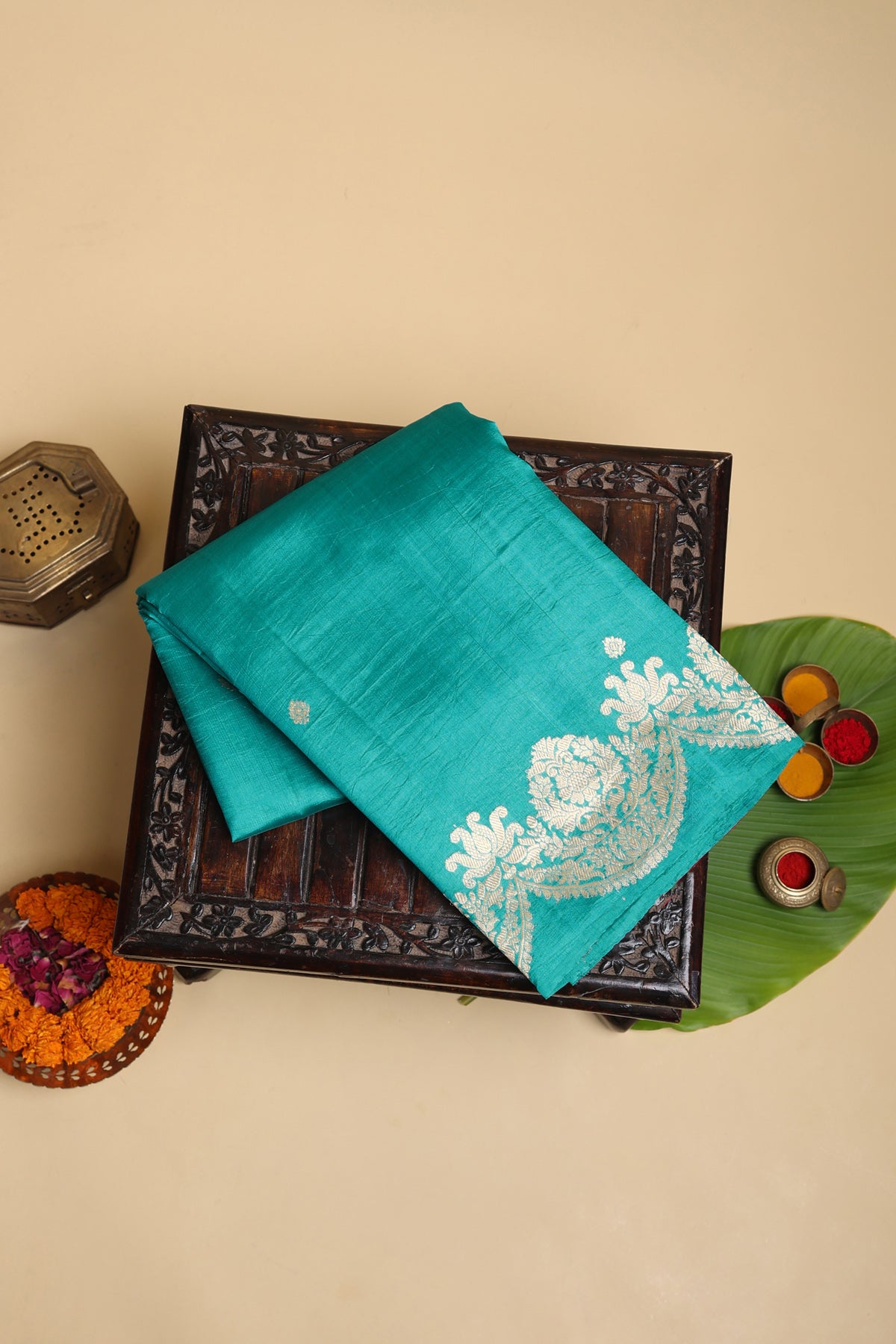 Matka Silk Sea Green Saree