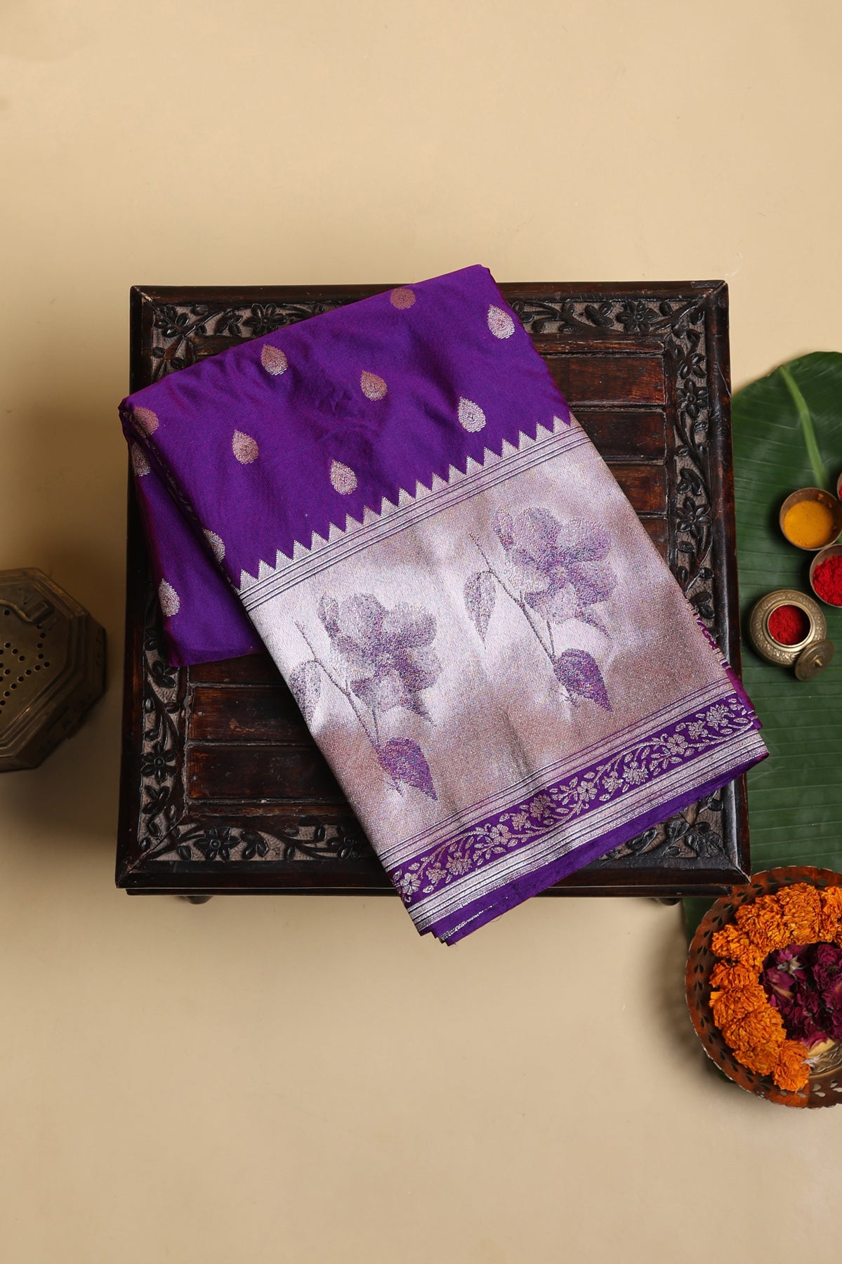 Designer Semi Mashru Purple Saree