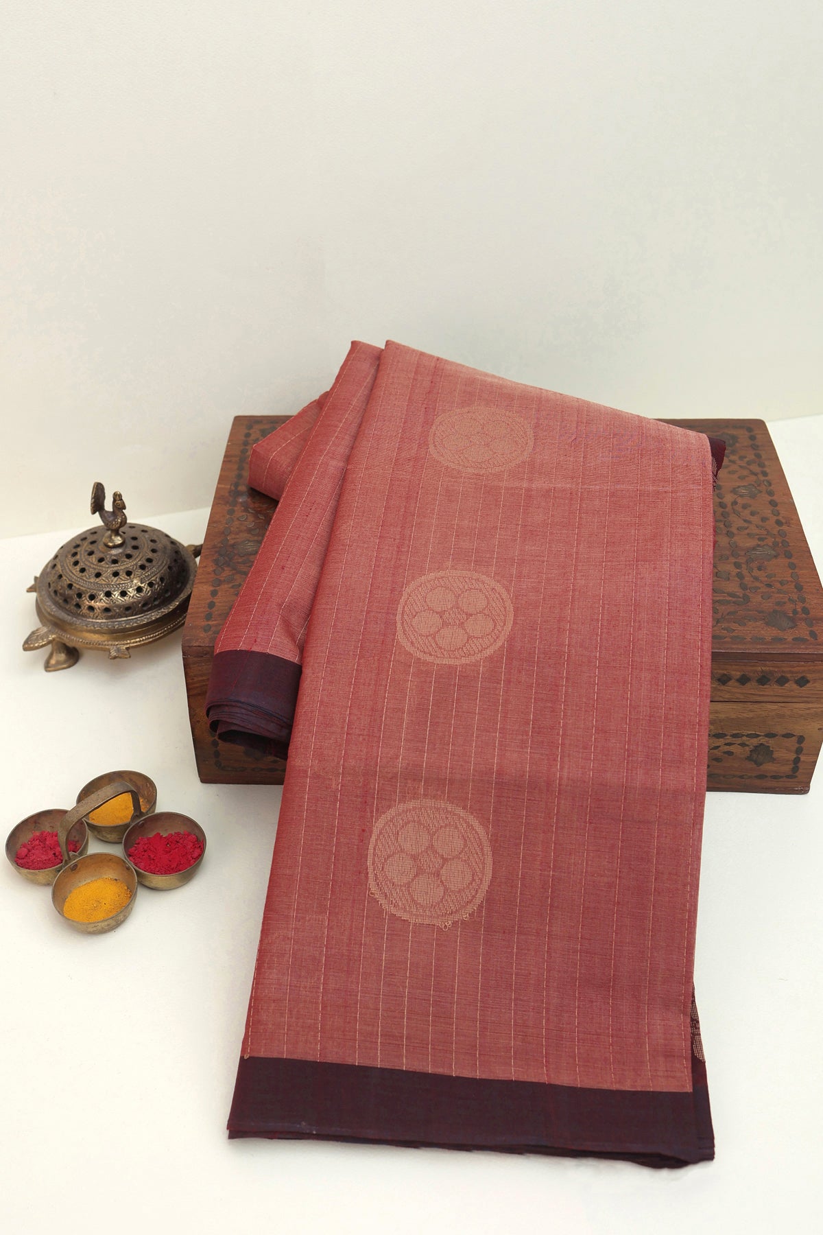 Kanchi Cotton Peach Saree