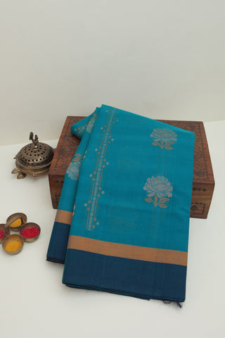 Kanchi Cotton Blue Saree