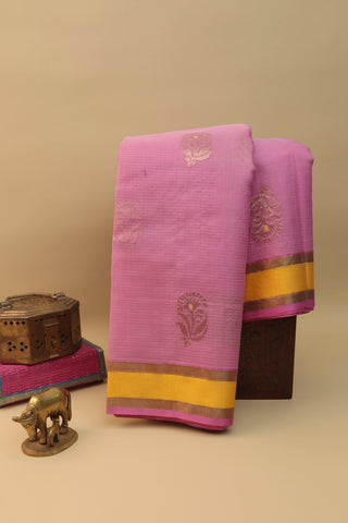 Zari Kota Cotton Pink Saree