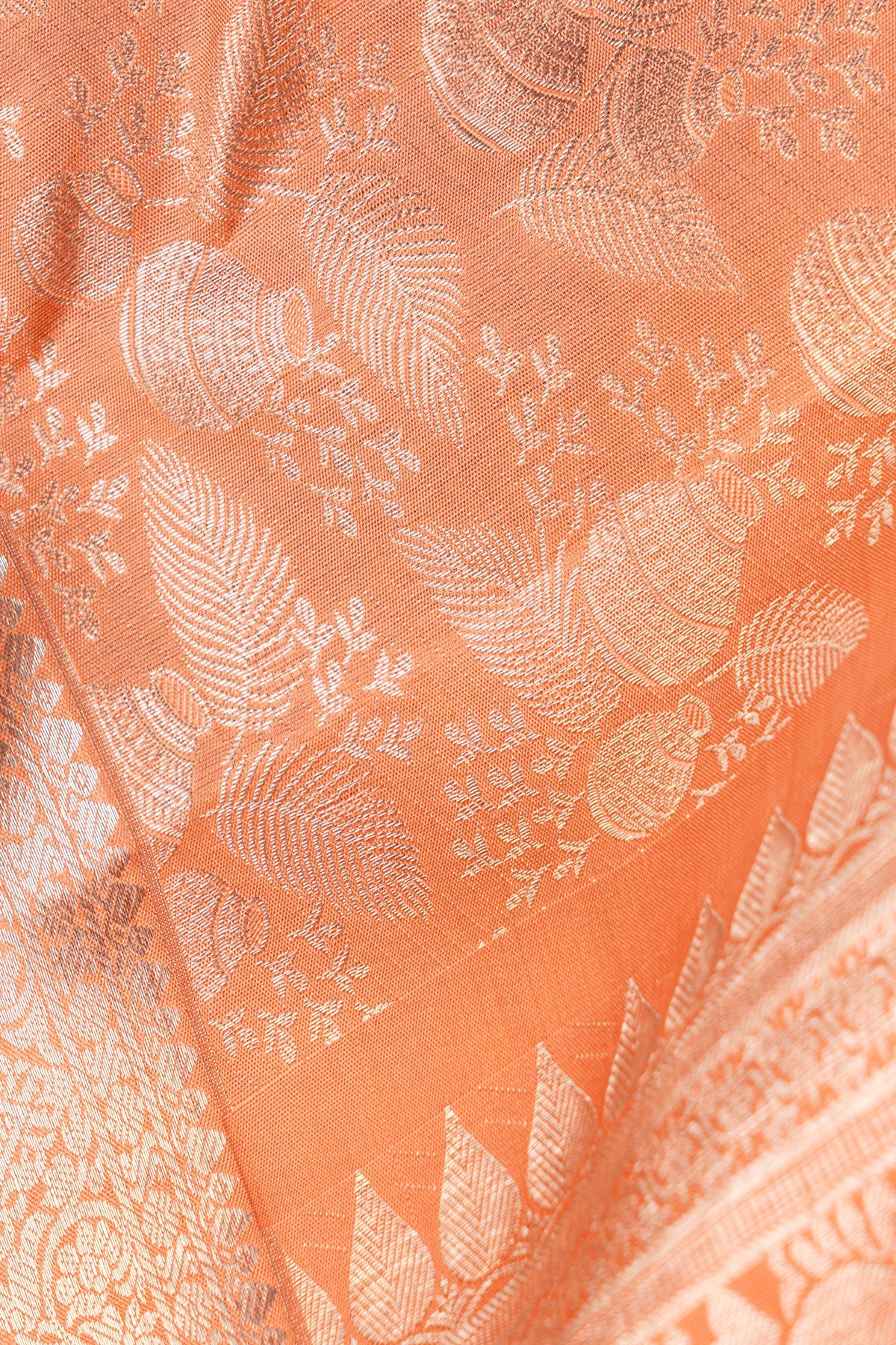 Kancheepuram Silk Florals Peach Saree