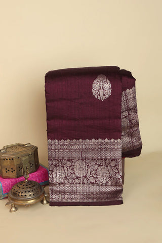 Banarasi Matka Silk Dark Maroon Saree