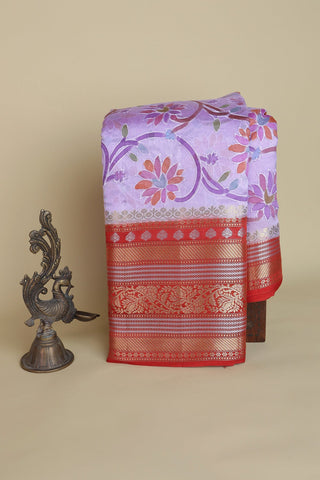 Designer Matka Silk Lavender Saree