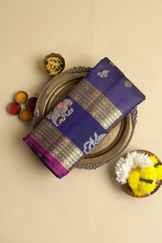 Gadwal Silk Navy Blue Saree