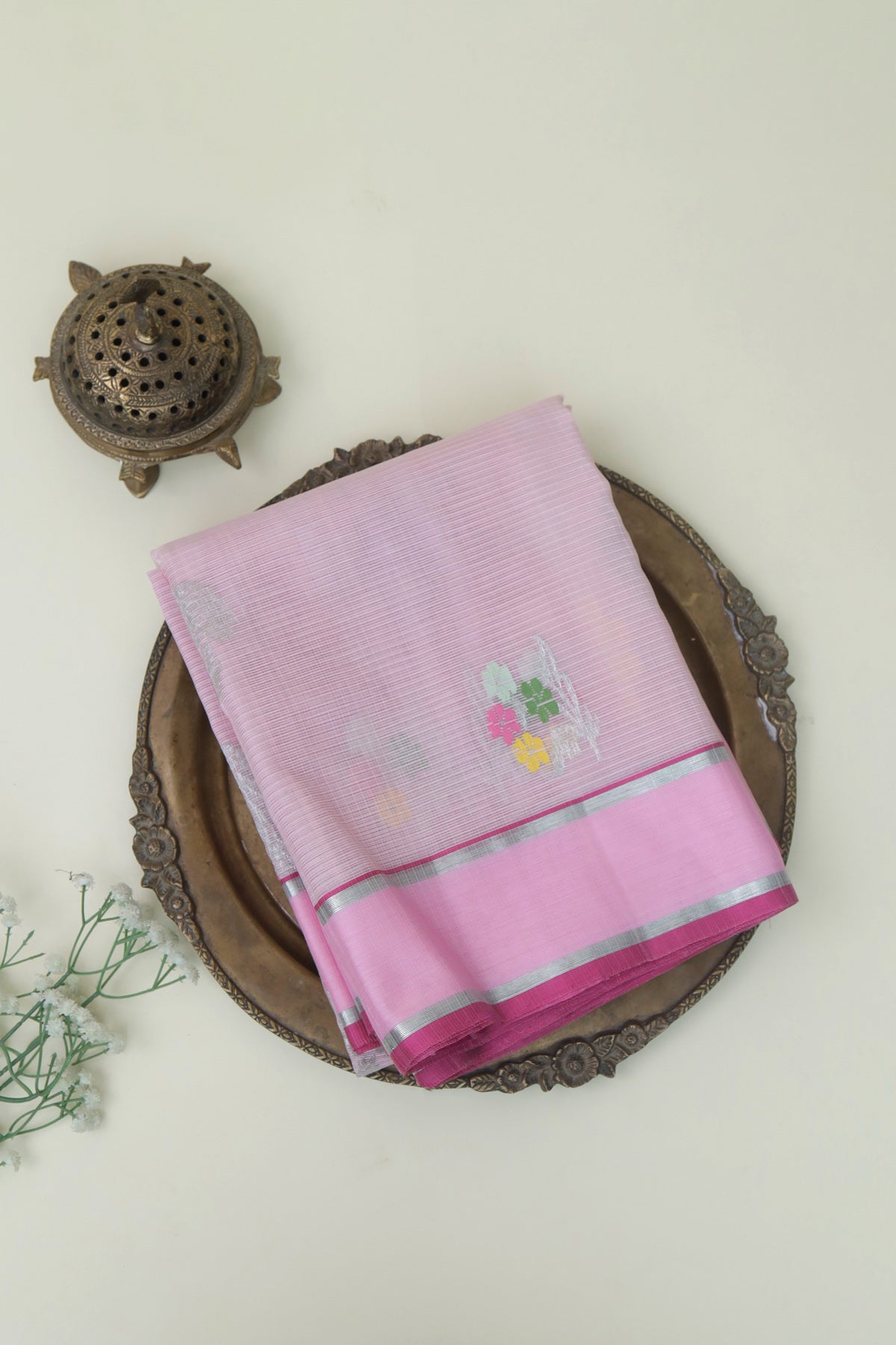 Zari Kota Cotton Onion Pink Saree