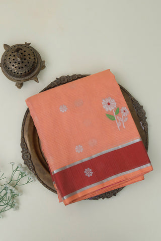 Zari Kota Cotton Peach Saree