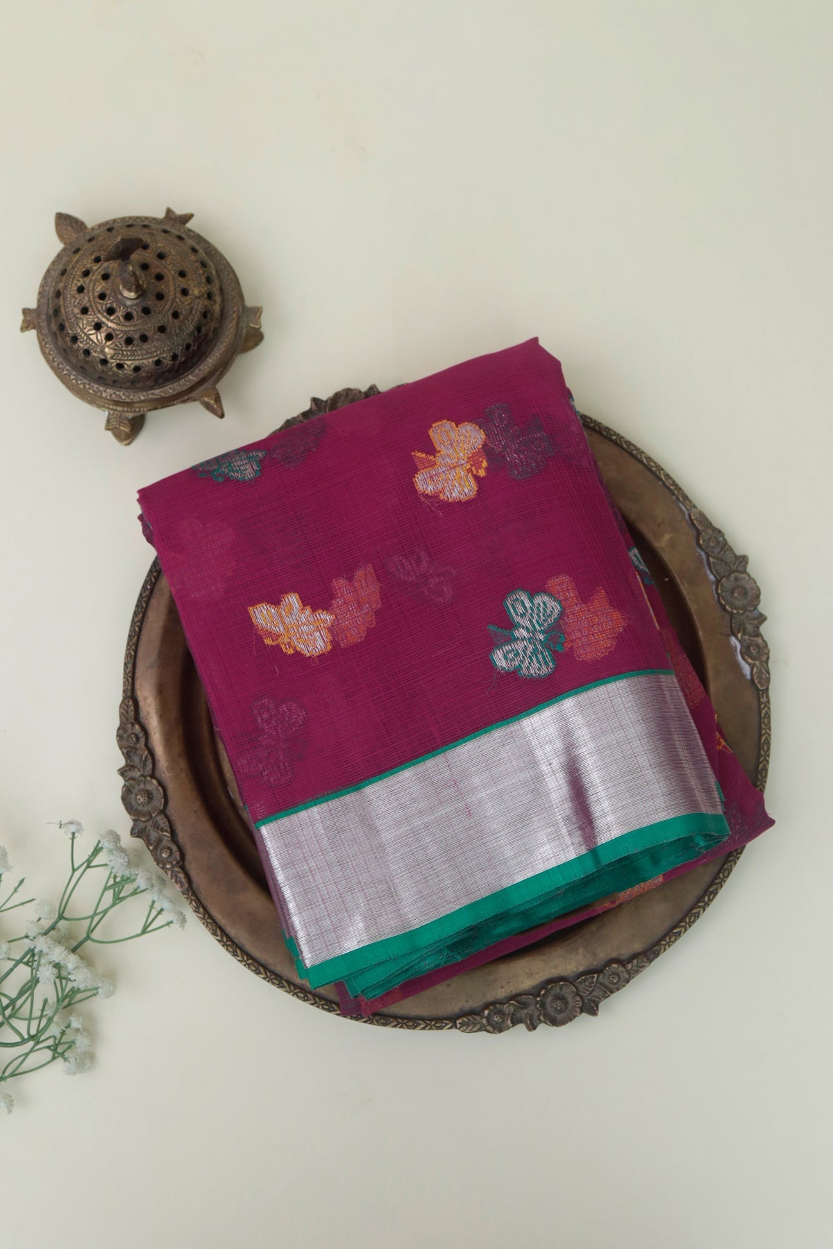 Zari Kota Cotton Magenta Saree