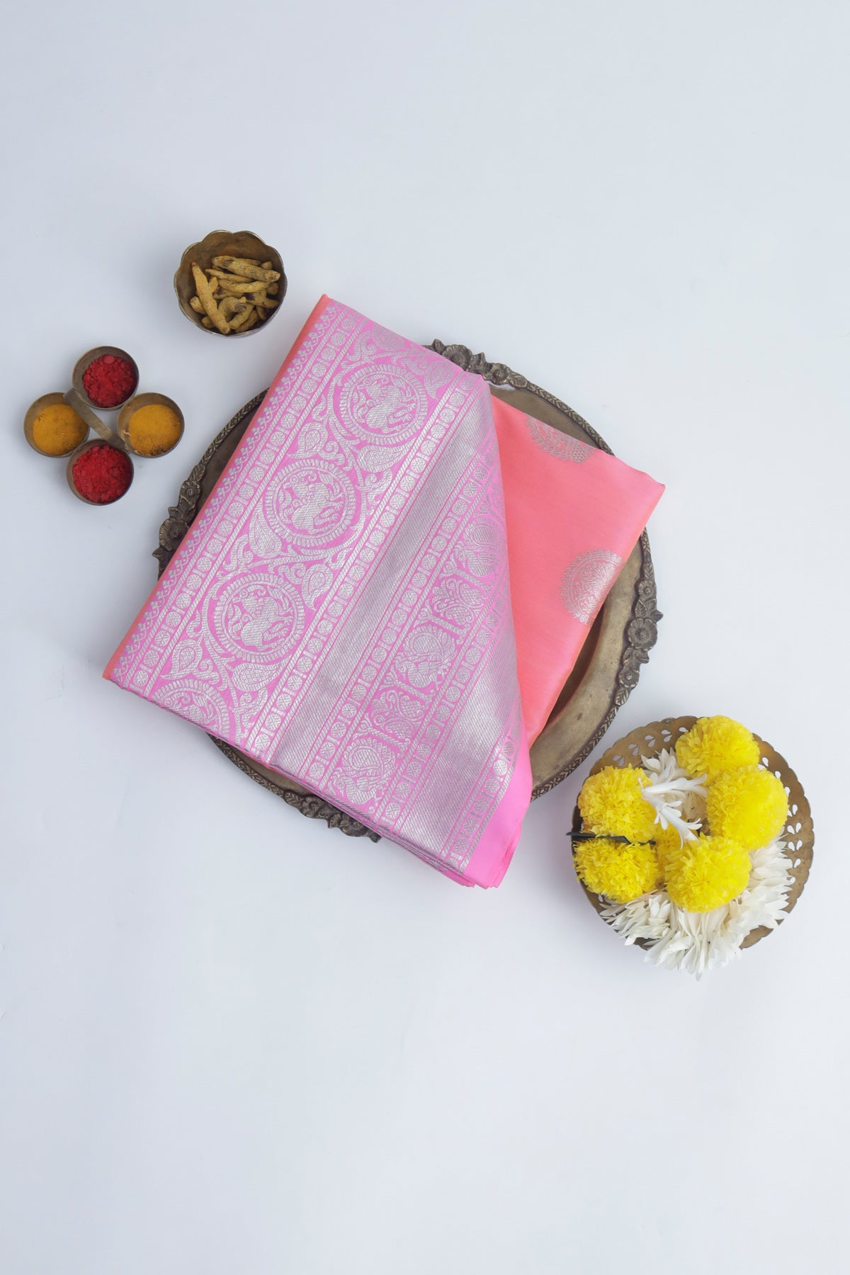 Venkatagiri Silk Peach Saree