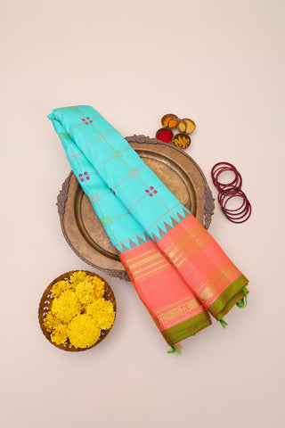 Gadwal Silk Light Blue Saree