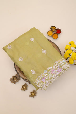 Designer Organza Light Green Saree