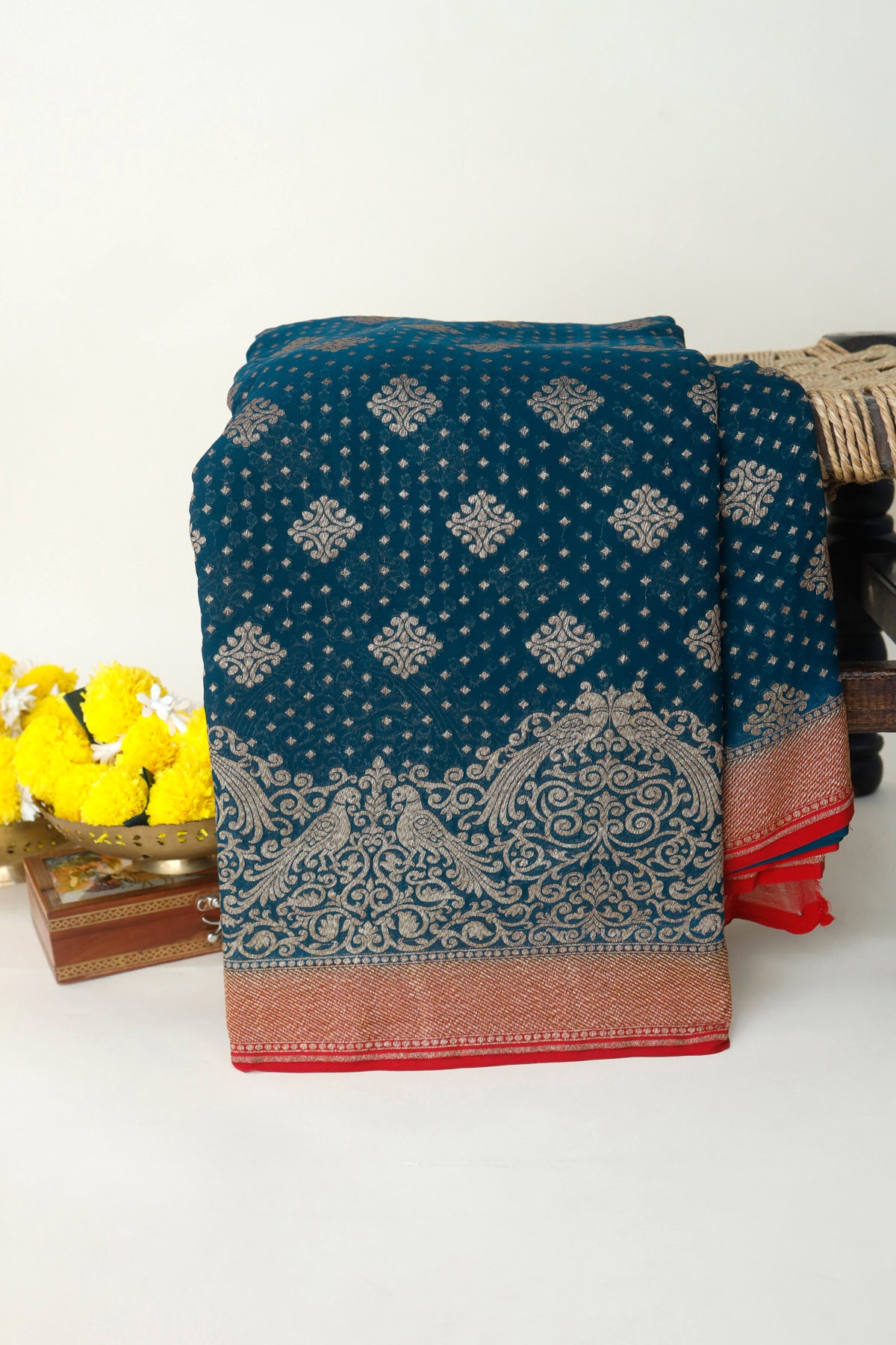 Banarasi Georgette Peacock Blue Saree