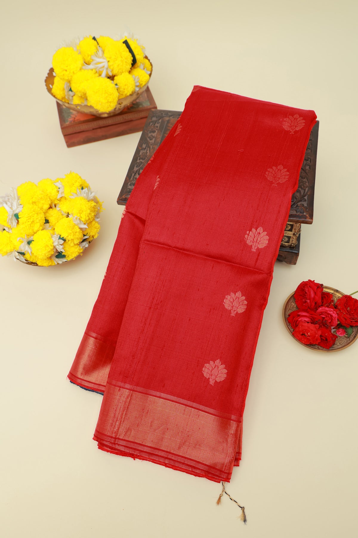 Matka Silk Red Saree