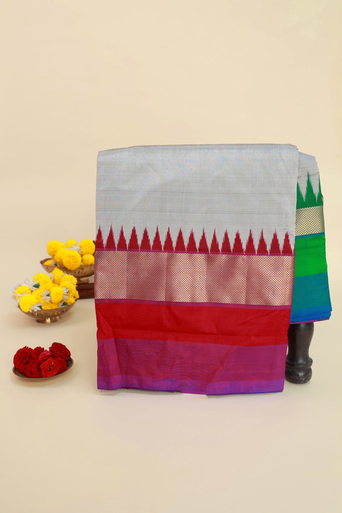 Ikat Silk Grey Saree