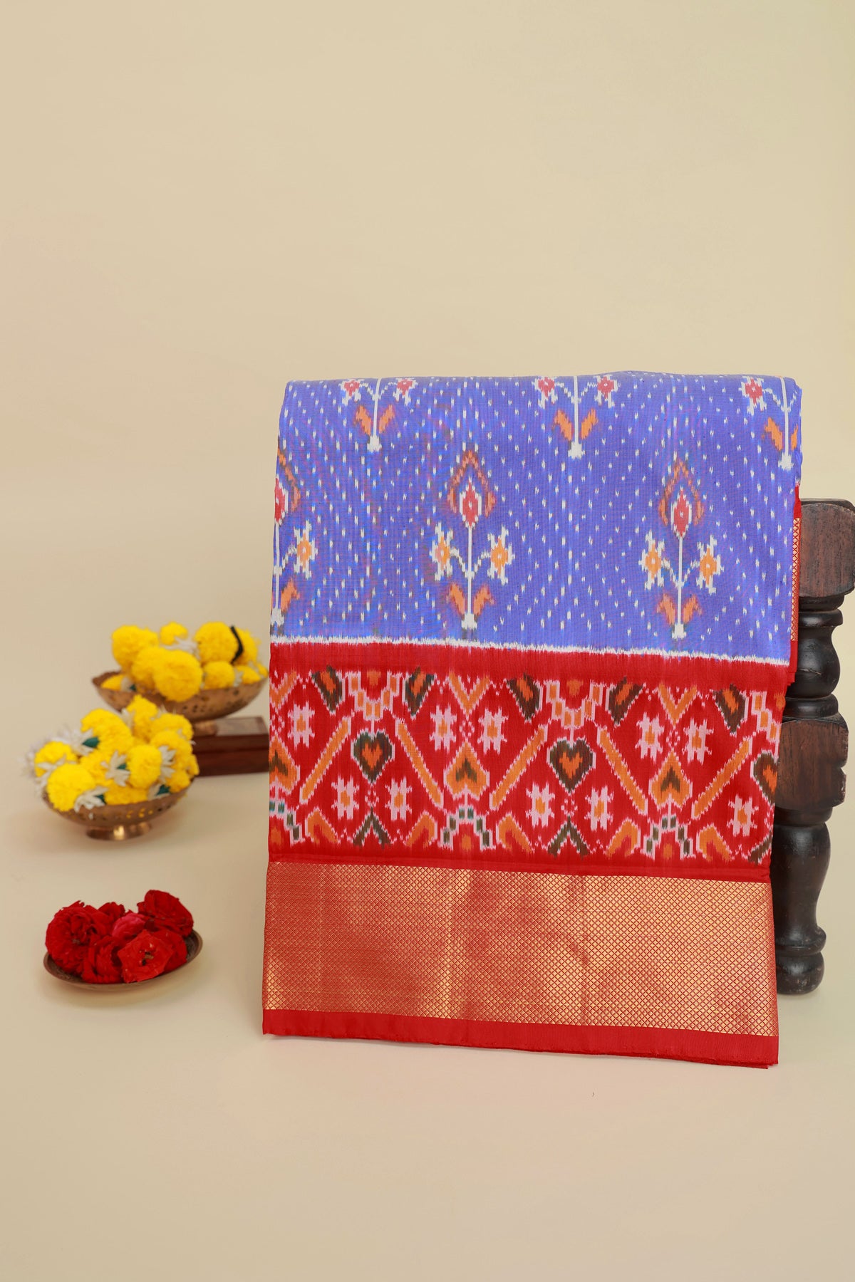 Ikat Silk Purple Saree