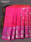 Venkatagiri silk saree dual shade of pinkish orange and pink with allover silver zari weaves and long rich silver zari woven border