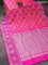 Venkatagiri silk saree dual shade of pinkish orange and pink with allover silver zari weaves and long rich silver zari woven border