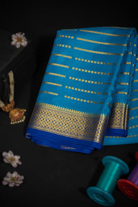 Varamahalakshmi Blue & Royal Blue Mysore Florals Saree