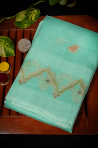 Varamahalakshmi Aqua Green & Aqua Green Fancy Motifs Saree