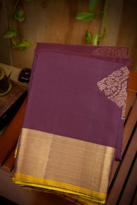 Mandir Brown & Yellow Coimbatore Motifs Saree